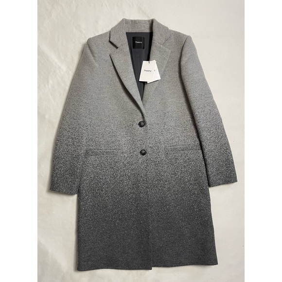 NWT New $645 Theory Mid Grey Multi Calden Wool Coat Size S - Picture 5 of 11